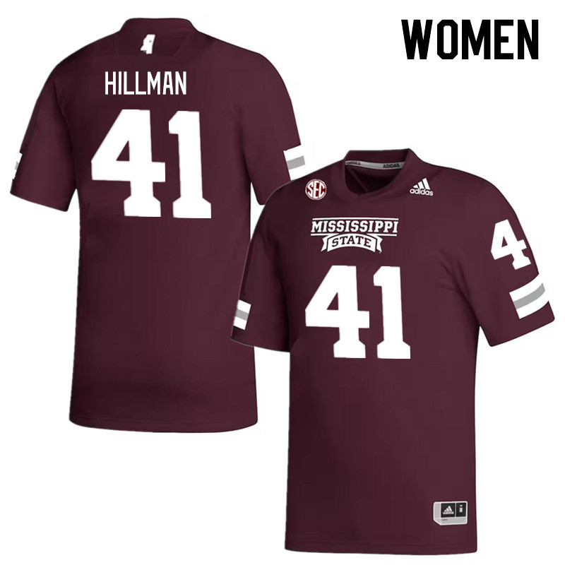 Women #41 Manuel Hillman Mississippi State Bulldogs College Football Jerseys Stitched Sale-Maroon